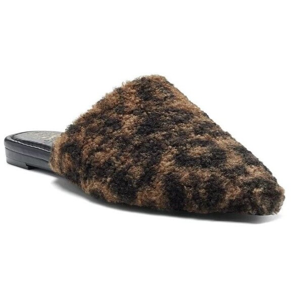 Vince Camuto Shoes - Vince Camuto Womens 6.5 M Leopard Animal Print Fuzzy Flat Clog Shoes  NIB ZF8